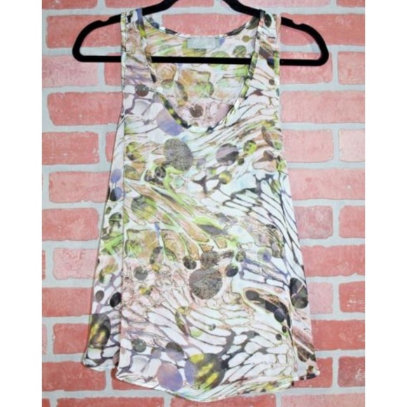Asher by Fab'rik Sleeveless Sheer Watercolor Top - Picture 1 of 4